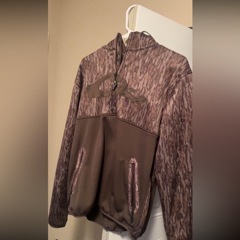 Size M Drake Bottomland Camo Pull Over Half Zip Up